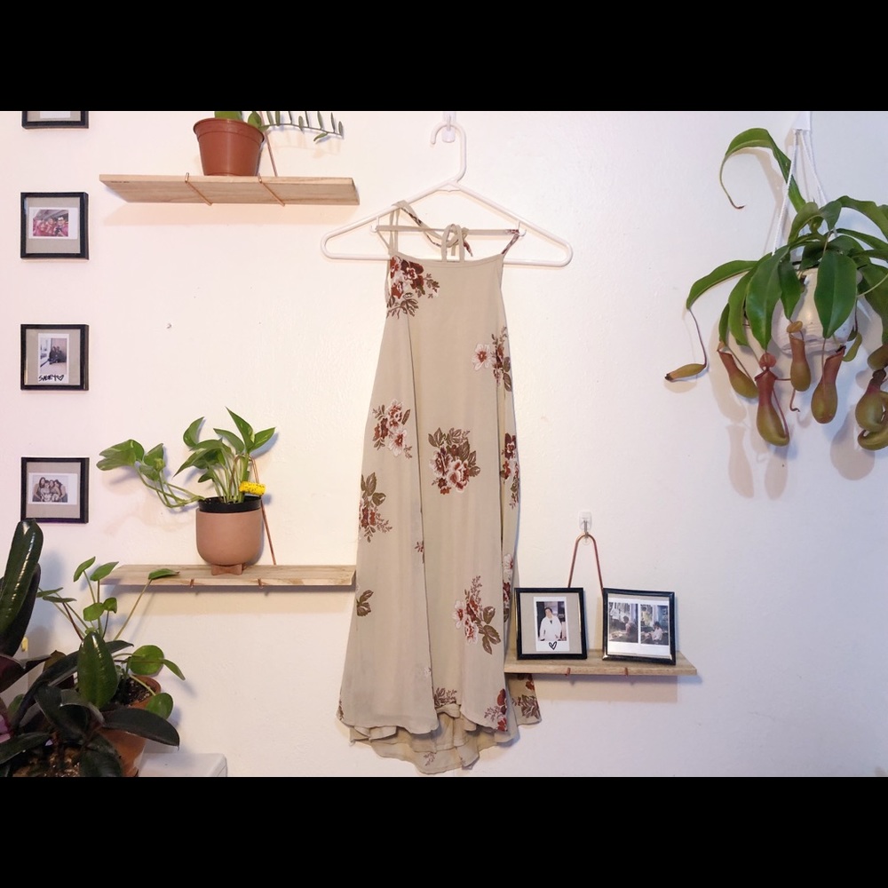 Floral halter dress above knee length